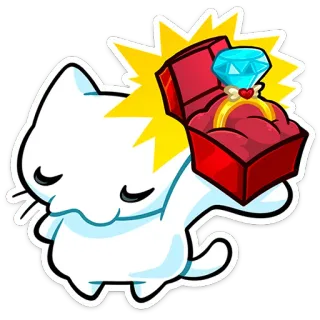 ⭐ cat, diamond ring, proposal, wedding, love, cartoon, engagement telegram sticker