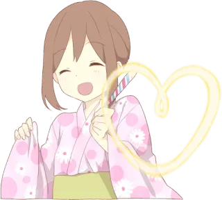 ❤️ anime girl, kimono, heart, celebration, cute, kawaii telegram sticker