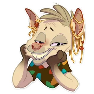 🍜 animal, cartoon, character, spaghetti, food, digital art telegram sticker