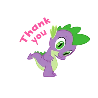 🙇 Spike My Little Pony Thank you Spike, My Little Pony, dziękuję, naklejka, kreskówka, smok, przyjaźń telegram sticker