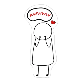 😍 AWWWW fofo, awww, coração, boneco palito, amor, feliz whatsapp sticker