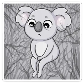 ☹️ коала, грустный, животное, мультфильм, серый, милый telegram sticker