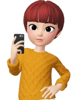 🤳 desenho animado, avatar, selfie, menina, 3D, mulher telegram sticker