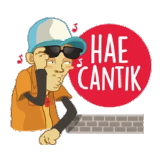 😎 HAE CANTIK cartoon, person, sunglasses, hat, greeting telegram sticker