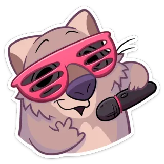 🎤 wombat, animal, óculos de sol, gesto, fofo, ilustração telegram sticker