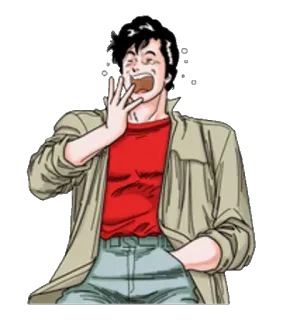 😴 anime, character, man, cartoon, jacket, red shirt telegram sticker