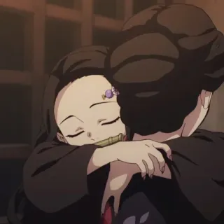 🌸 Nezuko Kamado Demon Slayer Аниме, Клинок, рассекающий демонов, Незуко Камадо, Объятие, Милый telegram sticker