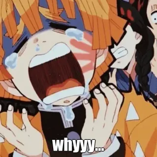 🙂 Zenitsu Agatsuma Demon Slayer whyyy... anime, Demon Slayer, Zenitsu, menangis, manga, sedih, emosional telegram sticker