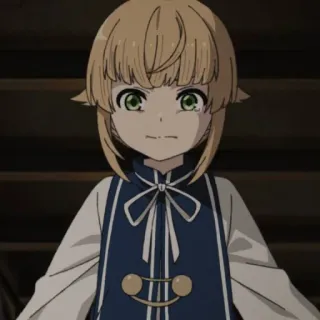 😣 Anime, Kind, Schattig, Personage, Blond, Groene ogen telegram sticker