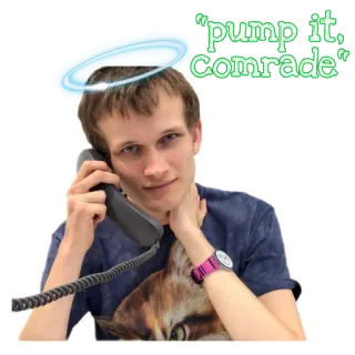 😇 “pump it, comrade” meme, cryptocurrency, internet culture, humor telegram sticker