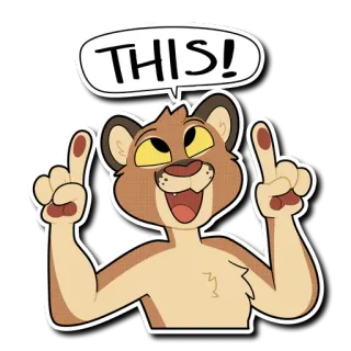 ☝️ THIS! Kreskówka, Lew, Zwierzę, Wskazywanie, Naklejka telegram sticker