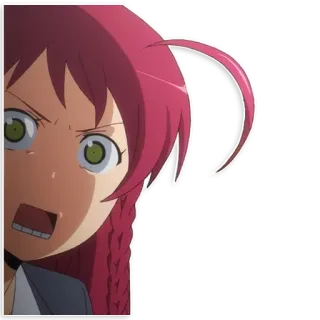 😮 Anime, Enojado, Pelo rojo, Mujer, Dibujos animados telegram sticker