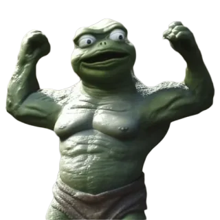 💪 frog, muscle, flex, green, animal, bodybuilder, strength telegram sticker