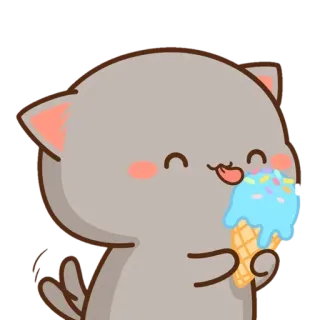 ✨ mèo, kem, dễ thương, tráng miệng, ăn telegram sticker