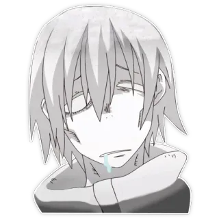 😰 anime, character, sad, tired, monochrome telegram sticker