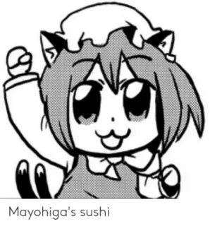 ✊ Mayohiga's sushi gato, anime, lindo, manga whatsapp sticker