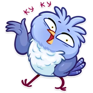 👋 ку ку bird, cartoon, owl, funny, cute, greeting telegram sticker