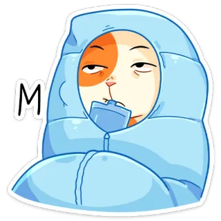 😐 M แมว, เสื้อฮู้ด, น่ารัก, สัตว์, การ์ตูน, สติกเกอร์ telegram sticker