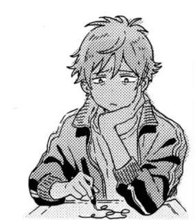 🤨 anime, manga, drawing, sketching, boy, student telegram sticker