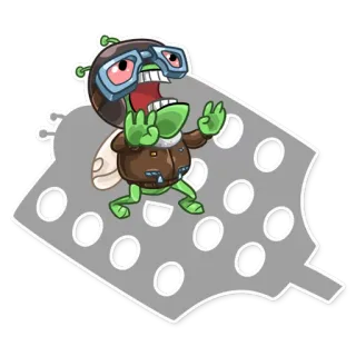 😨 desenho animado, mosca, inseto, piloto, óculos, adesivo telegram sticker