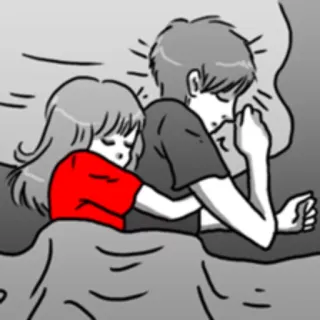 😴 dormire, coppia, letto, cartoni animati, amore, sonno telegram sticker