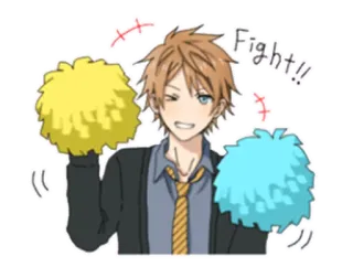 ✌ Fight!! Cheerleader, Anime, Manga, Kampf, Aufmunterung, Pompons whatsapp sticker
