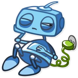 😴 robot, buồn ngủ, mệt mỏi, phim hoạt hình, máy móc, dễ thương, xanh dương telegram sticker