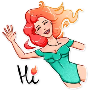 👋 Hi halo, salam, hai, melambai, wanita whatsapp sticker