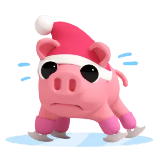 ⛸ cochon, hiver, chapeau, animal, mignon, rose telegram sticker