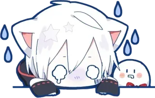 🥲 Anime, Dibujos animados, Kawaii, Lindo, Personaje, Blanco, Sudor, Triste telegram sticker