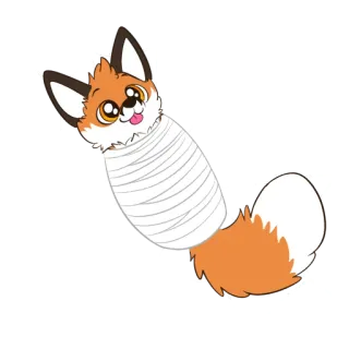 🕸 raposa, animal, fofo, bandagem, enrolado whatsapp sticker