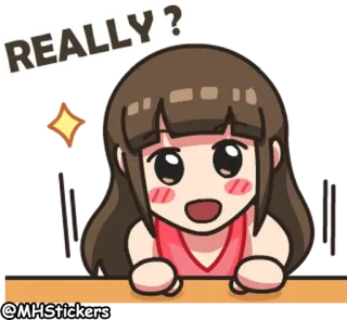 🤩 REALLY? anime, cartoon, woman, cute, question, really, expression, sticker telegram sticker