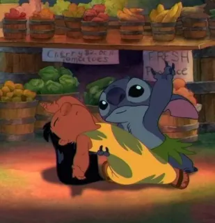 ❤️ Stitch Lilo & Stitch cherry 3c or a tomato 6c стич, лило и стич, дисней, инопланетянин, мультфильм, персонаж telegram sticker