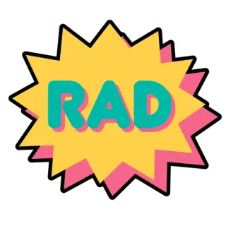 ☢ RAD cool, années 80, rétro, stylé, autocollant, mot whatsapp sticker