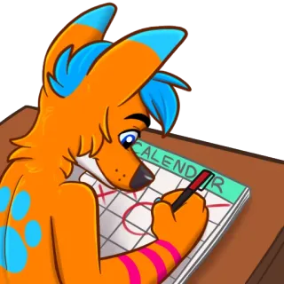 📆 CALENDAR calendrier, renard, furry, planning, emploi du temps whatsapp sticker