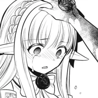 🧸 anime meisje, huilen, hoofd aaien, manga, elf, tranen telegram sticker