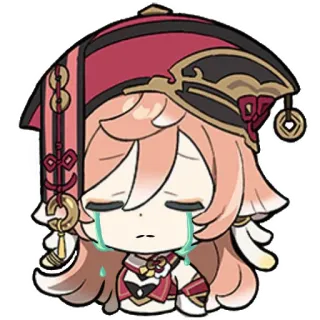 😭 Yanfei Genshin Impact Anime, Chibi, Genshin Impact, Yanfei, Pleurs, Sticker telegram sticker