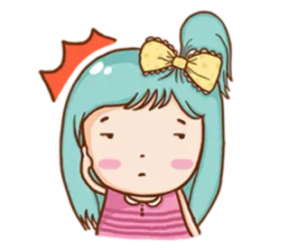 😒 Cartoon, Mädchen, Ausdruck, Süß, Schleife, Anime telegram sticker