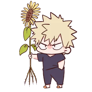 🌻 Katsuki Bakugo My Hero Academia Anime, Bakugo, Zonnebloem, Boos, MHA telegram sticker