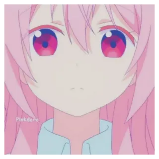 🏩 Anime, Różowe włosy, Różowe oczy, Słodkie, Kreskówka, Dziewczyna whatsapp sticker