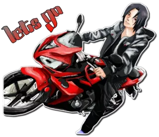 🏍 Let's go motor, anime, merah, manga, berkendara telegram sticker