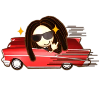 🚗 sticker, cartoon, rock on, car, sunglasses, person telegram sticker