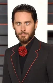😝 Jared Leto Jared Leto, aktor, celebryta, portret, śmieszna mina, mężczyzna, garnitur telegram sticker