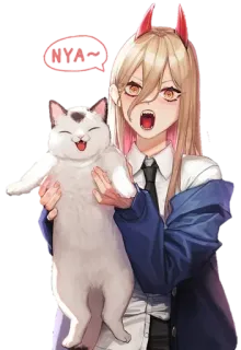 😸 Power Chainsaw Man NYA~ anime, cat, cartoon, manga telegram sticker