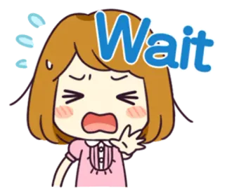 ✋ Wait cartoon, wait, girl, exclamation whatsapp sticker