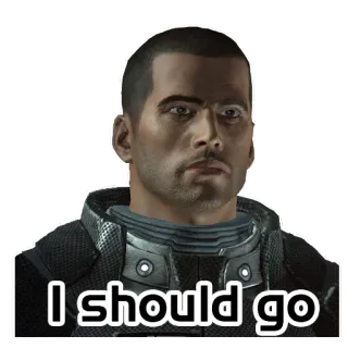 👋 Commander Shepard Mass Effect I should go mass effect, komandan shepard, video game, fiksi ilmiah, aku harus pergi telegram sticker