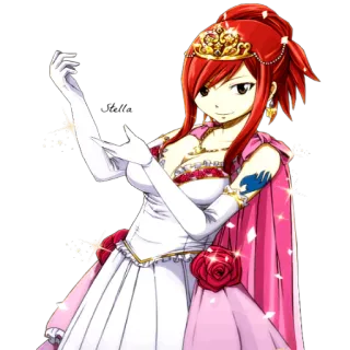 ❤ Erza Scarlet Fairy Tail Anime, Kreskówka, Księżniczka, Postać, Rude włosy, Bajka, Erza Scarlet telegram sticker