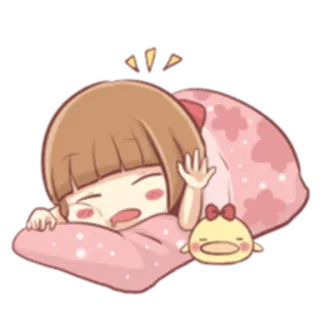 🛌 Cartoon, Schläfrig, Anime, Süß, Kawaii, Mädchen, Ente telegram sticker