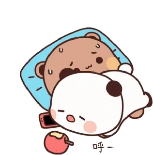 😮💨 呼一 urso, dormindo, travesseiro, fofo, desenho animado whatsapp sticker