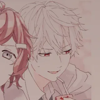 🤍 anime, couple, drinking, art, illustration, cartoon whatsapp sticker